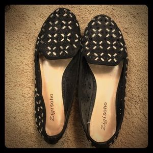 Black flats with rhinestones